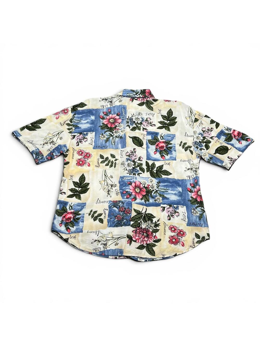 Vintage 90s Kathie Lee Patchwork Floral Print Rayon Short Sleeve Button Down - Picture 2 of 4